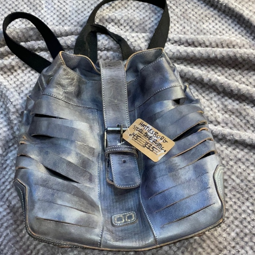 Bed stu Stylish Blue Leather Backpack - Picture 1 of 11